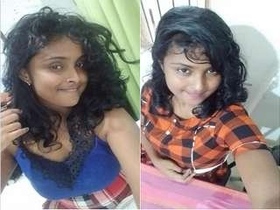 A beautiful girl reveals her breasts to her partner via video call