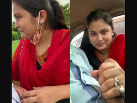 A Desi girl gives a blowjob in a park and car