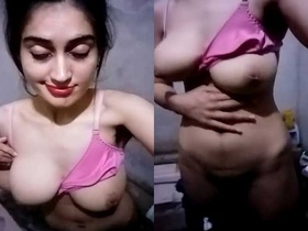 Pakistani beauty reveals her curves and pleasures herself in the restroom