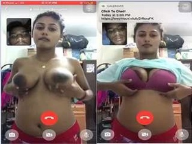 Cute girl flaunts her breasts and pussy on video call