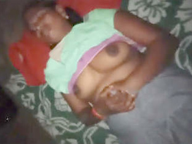 Husband sensually sucks on his bashful wife's breasts