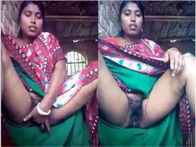 Horny Bhabhi from the country teases with her breasts and masturbates