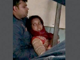 Village couple engages in intimate activities aboard a moving train