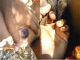 Indian lover masturbates in public with open air and fingers
