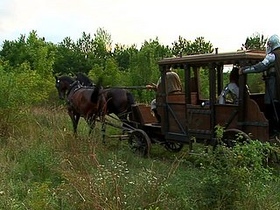 Three chivalrous knights take on handsome hunk Nikki Sun outdoors
