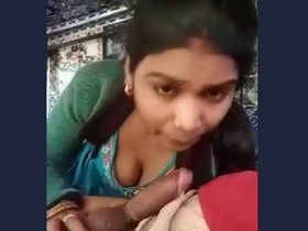 A charming Indian woman gives a sensual blowjob to her partner's penis
