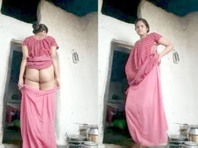 Indian wife flaunts her perfect curves and pussy in village video