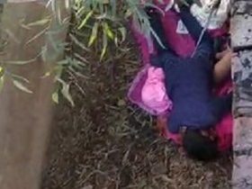 Desi couple enjoys outdoor sex in village setting