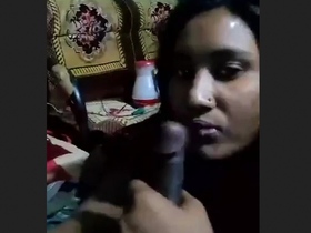 A girl from Bangallian with large breasts gives a passionate oral sex