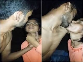 Indian lovers share a romantic kiss
