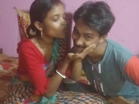 Indian lesbian couple enjoys intimate moments in sari