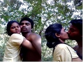 Lustful Indian couple shares passionate kisses in the outdoors