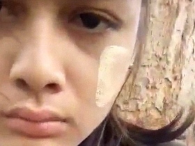 Watch a GF with a hairy wet pussy in an outdoor sex scene