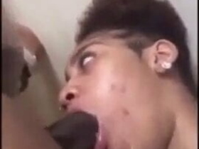 African beauty enjoys a rough face fuck and blowjobs against a wall