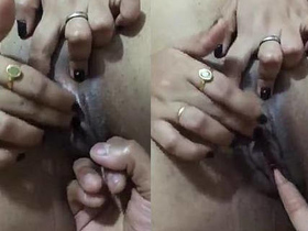 Aroused wife's husband stimulates her vagina, causing her to moan loudly