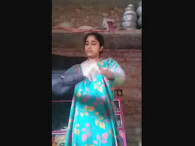 Desi village girl shows off her big tits in public