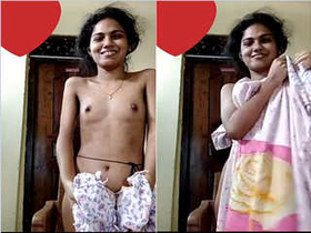 A timid girl from the south reveals her breasts and genitals