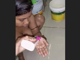 Wife's solo bathroom session captured on camera