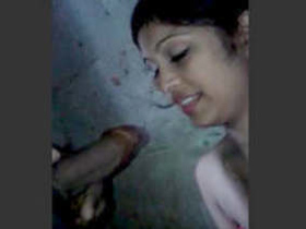 Watch a hot Desi girl give a sensual blowjob in the bathroom with talking