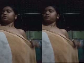 Indian girl flaunts her breasts and pussy in front of her lover