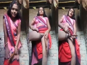 Horny bhabhi pleasures herself with a dildo on camera for selfies
