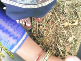 Desi Radhika's natural hairy pussy gets pleasured in the great outdoors