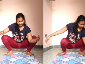 Indian girl demonstrates her flexibility in yoga routine