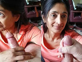 Indian wife gives a blowjob and swallows cum in HD video