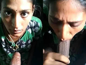 Tamil babe flaunts her boobs and gives a blowjob