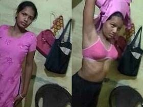 Indian beauty swaps outfits in seductive display