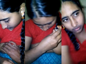 Adorable village girl reveals her breasts and intimate parts
