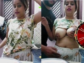 Sexy Desi wife puts on a show with her breasts and oral talents