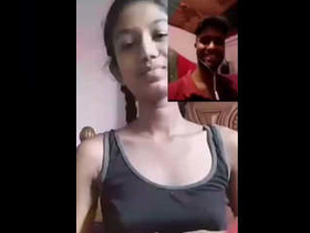 Indian college girl reveals her large breasts during video call