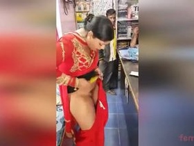 Busty aunty shows off her hairy pussy in public
