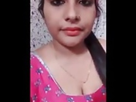 Desi girl with big boobs gets naughty and crushes them in front of camera