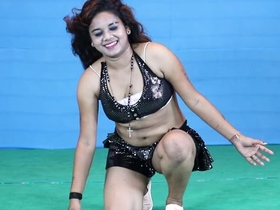 A stunning girl performs a tantalizing dance