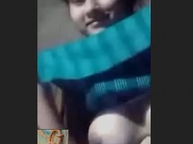 Reserved Indian woman reveals her breasts during video call