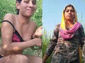 Indian woman undresses outdoors