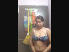 A South Asian woman entices with her large breasts and tight vagina