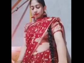 Indian wife seductively poses for video