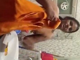 Auntie from India takes nude selfies in the bathroom