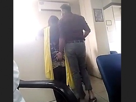 Boss grabs employee's ass during office meeting