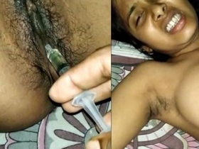 Sexy brunette gets naked and shows off her hairy pussy