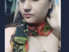 Cute Indian girl proudly displays her breasts in a video