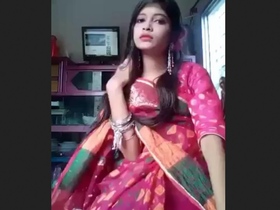 Desi girl in saree shows off her beauty