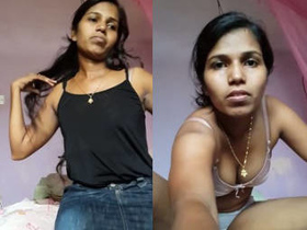 Shilakshi, a desi woman, uses a large dildo