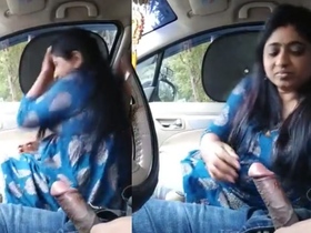 Mallu couple enjoys a steamy blowjob in a car