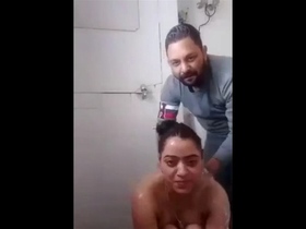 Intense shower session with Indian couple